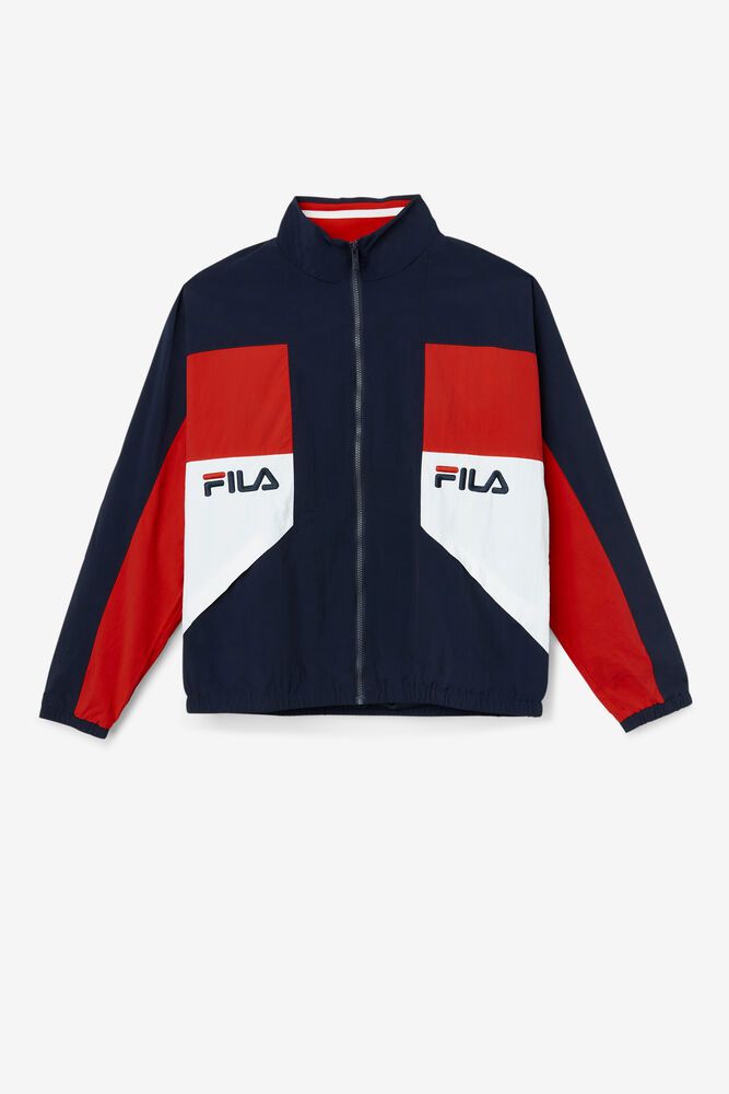 Fila Jacket Mens Navy/Red/White Obasi Wind - Ireland 91706-YZSL